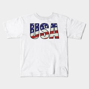 USA Embroidered Font Kids T-Shirt